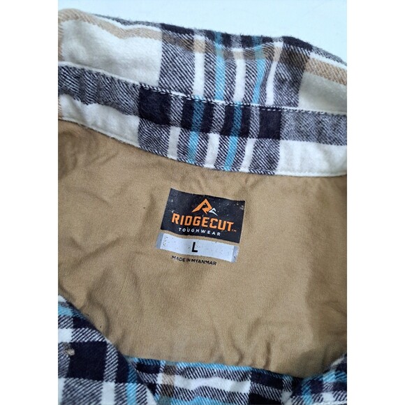 Ridgecut Set of 2 Men's Large Flannel Shirts Heavyweight Plaid Red Blue White - Picture 4 of 16